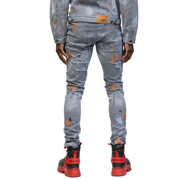 Pin Stripe distressed Jeans